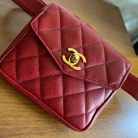 CHANEL Bags Chanel Red Caviar Leather Belt Bag Poshmark